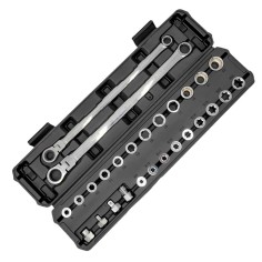 Kit clé plates à cliquet à tête flexible réglable 180° 27pcs KRAFTMULLER