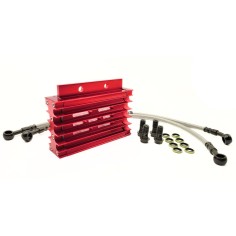 RADIATEUR D’HUILE ALU ROUGE CNC DURITE 460 MM DIRT BIKE / PIT BIKE