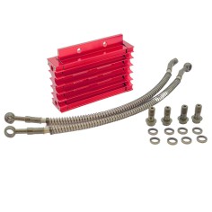 RADIATEUR D’HUILE ALU ROUGE CNC DURITE 460 MM DIRT BIKE / PIT BIKE