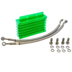 Radiateur d’huile alu vert CNC durite 460 mm dirt bike / pit bike