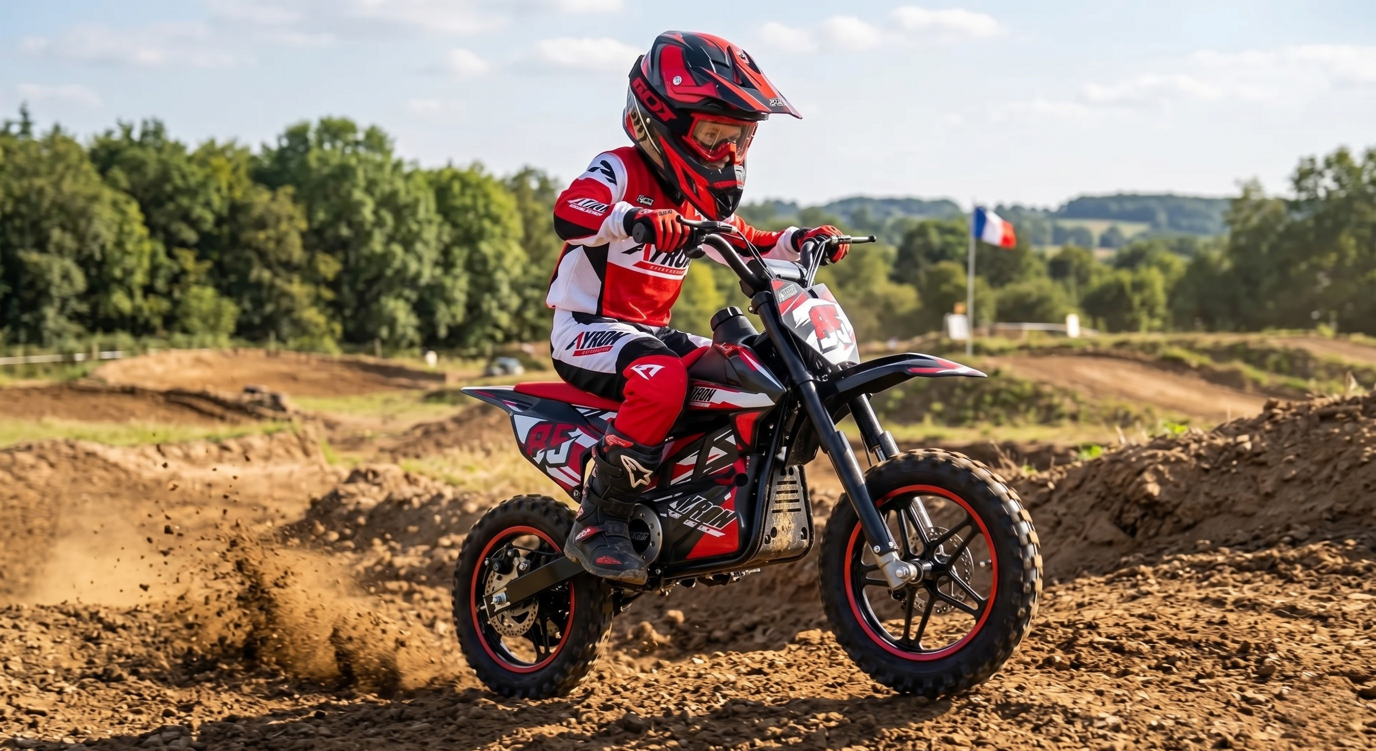 Moto électrique enfant AYRON 1000W 36V, coloris rouge