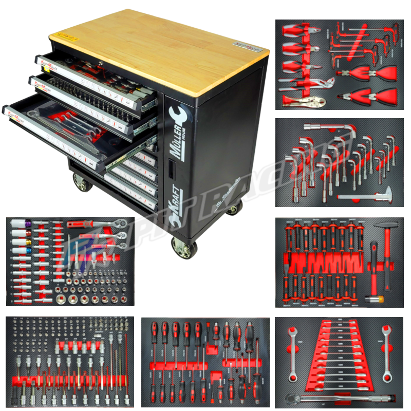 Servante d'atelier Kraftmuller 9 tiroirs dont 7 remplis d'outils