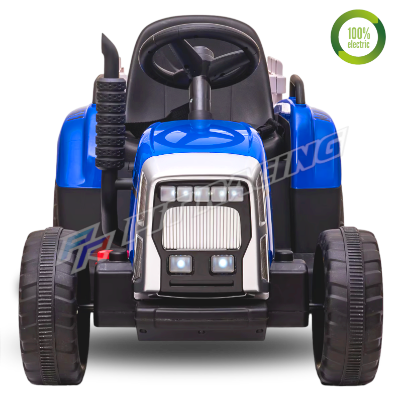 Tracteur Bleu avec remorque, véhicule électrique pour enfant, 12Volts -  7AH, 2 moteurs