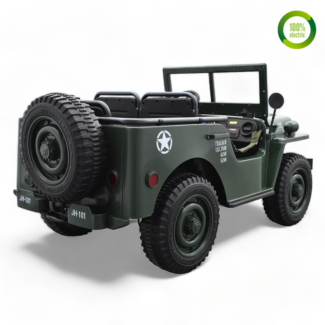 Voiture électrique enfant jeep willys 3 places 12V Vert