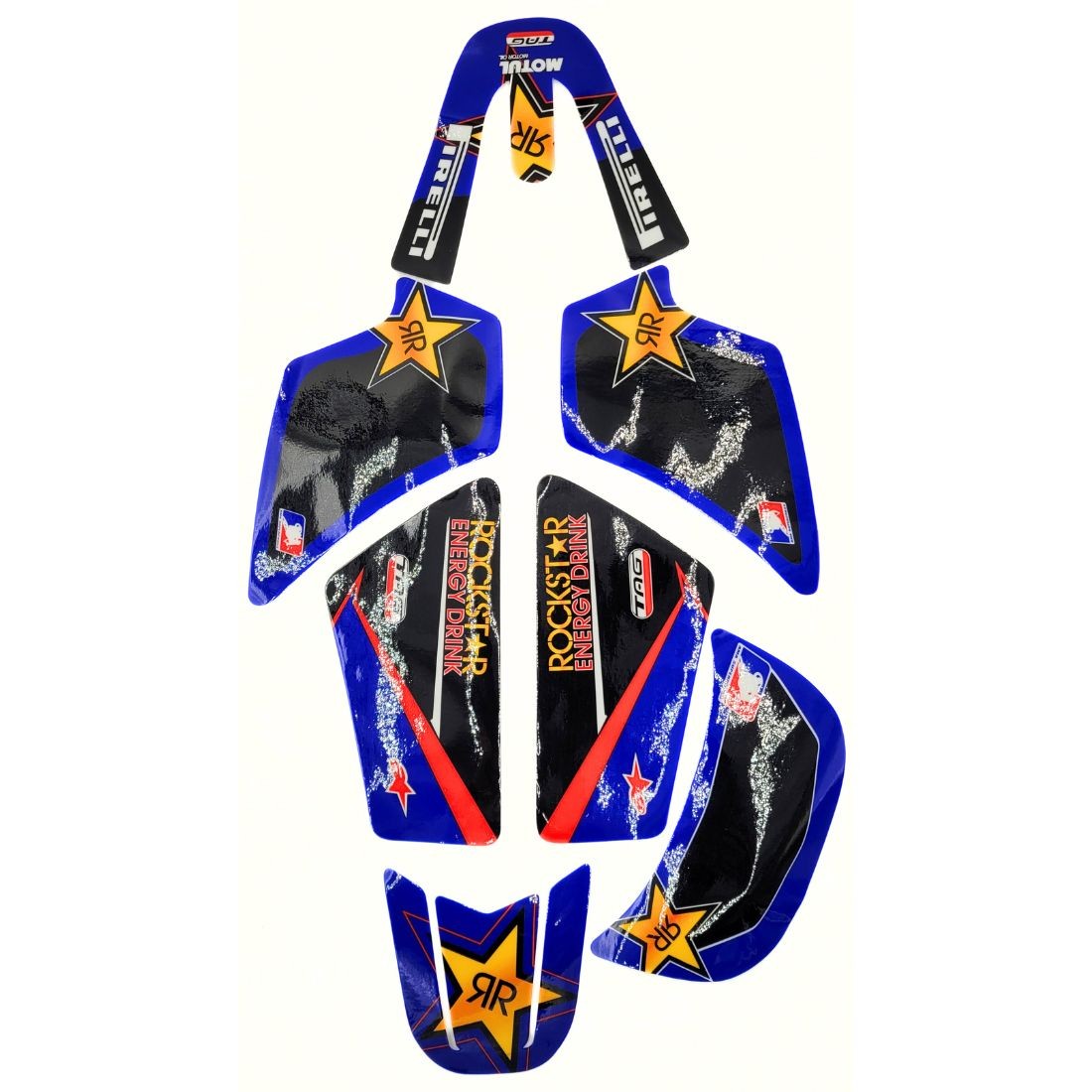 Kit Déco Intégral Moto Cross Rockstar Jaune Pour PW 50 PW50 Pw50 Peewee - Foto 8